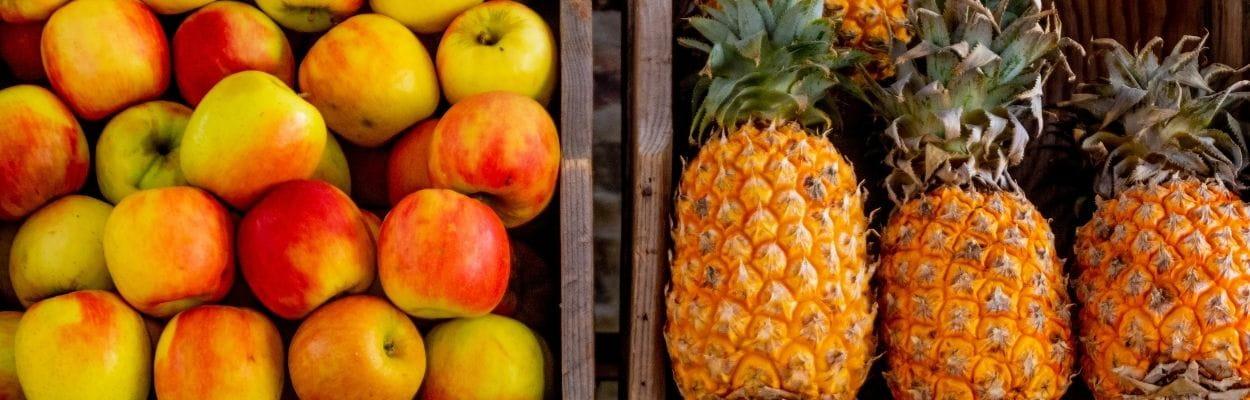 Vitaminas e minerais antioxidantes: maçãs e abacaxis